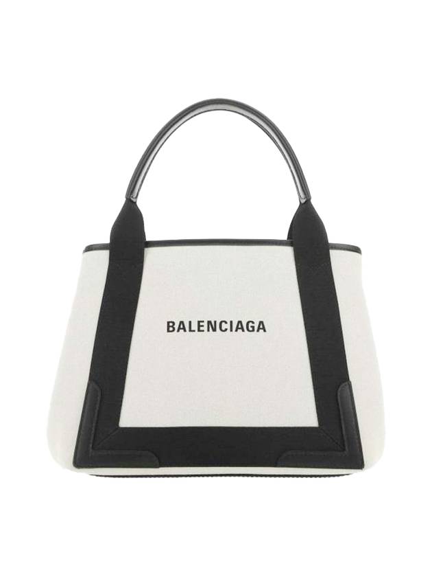 Luxury Balenciaga Cabas Small Tote Bag Natural Black