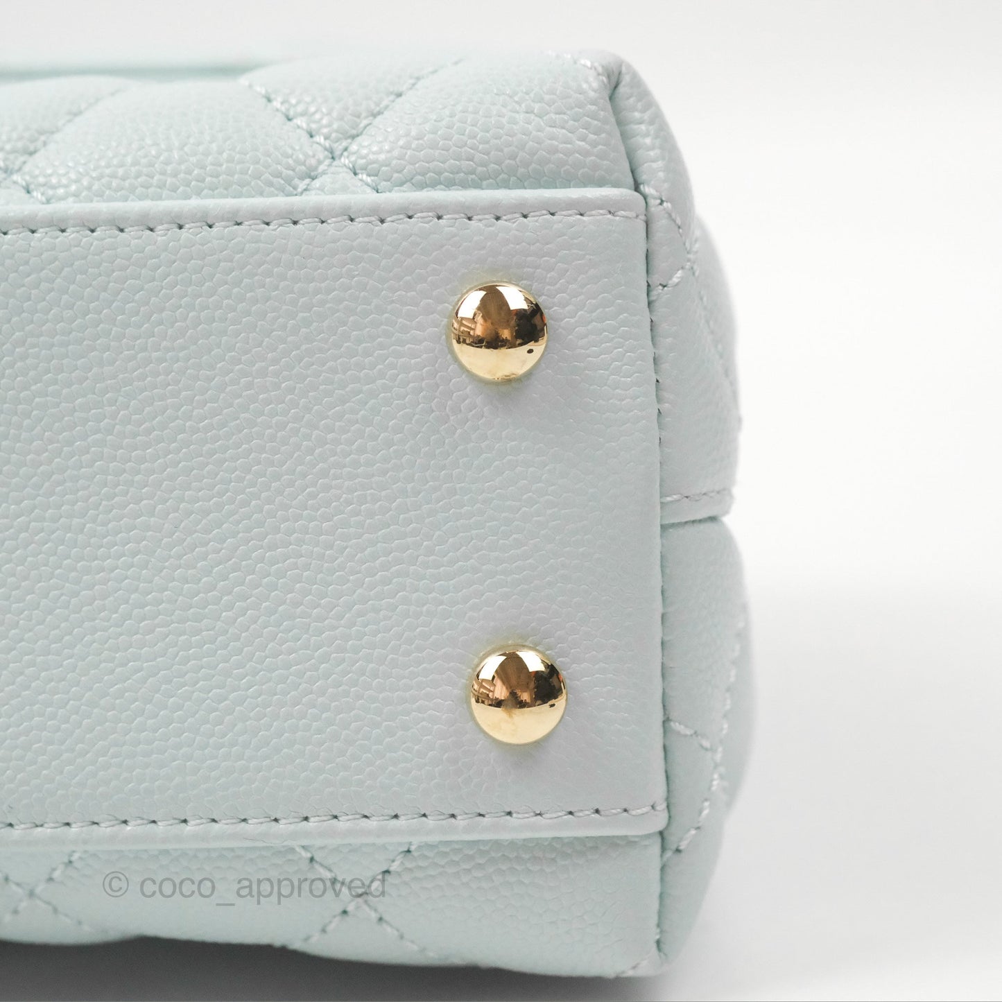 Chanel Small Coco Handle Quilted Light Baby Blue Caviar Gold Hardware
