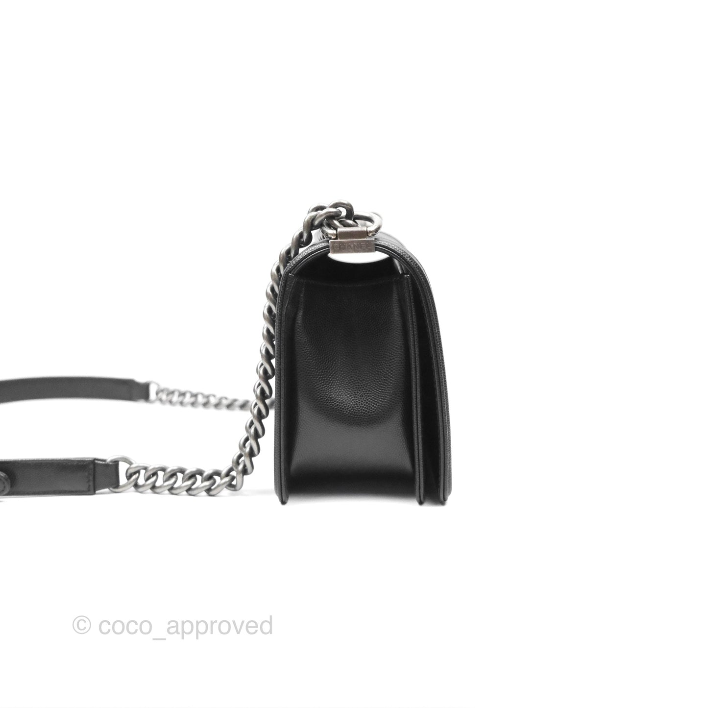 Chanel Quilted Medium Boy Black Caviar Ruthenium Hardware