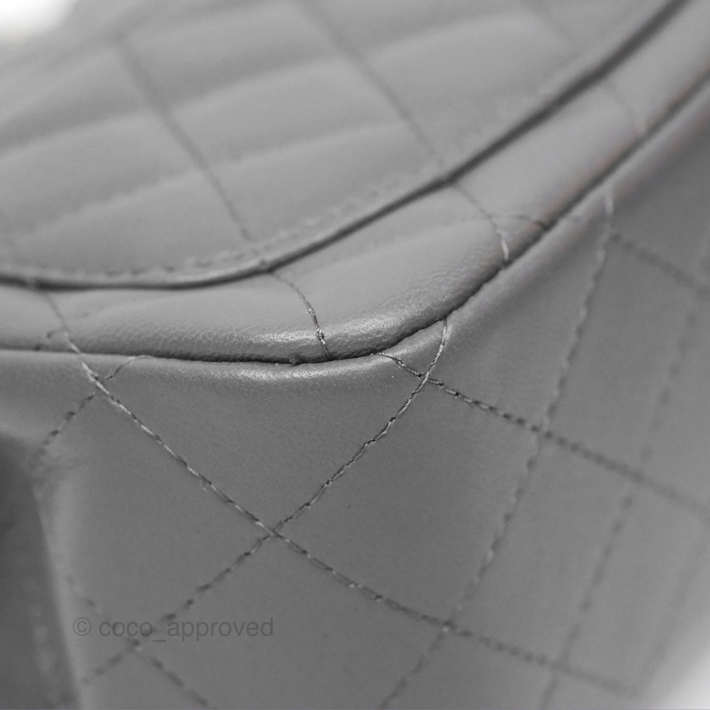 Chanel Mini Square Quilted Grey Lambskin Gold Hardware