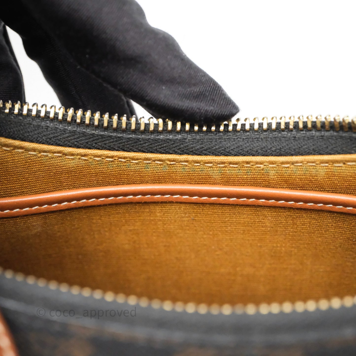 Celine Medium Ava Bag In Triomphe Canvas Calfskin Tan