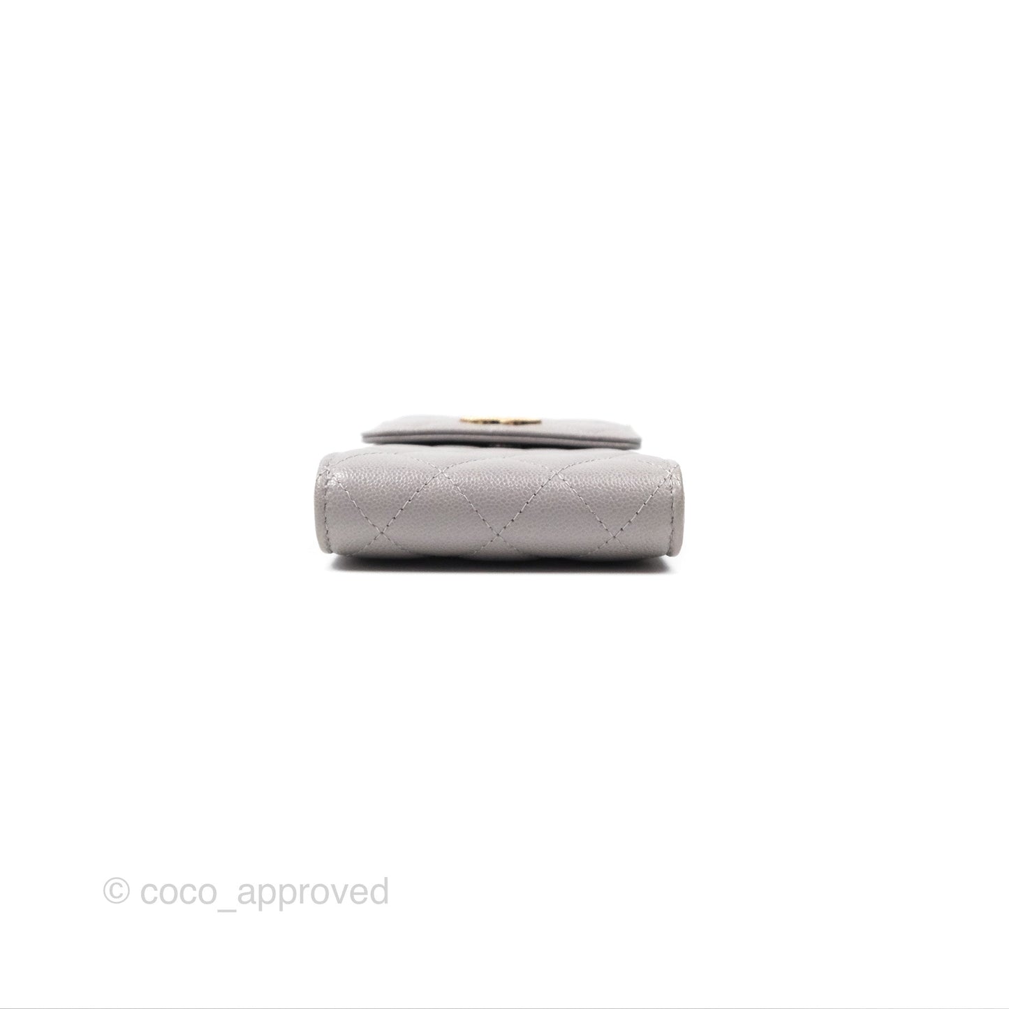 Chanel Quilted Phone Holder Grey Caviar Gold Hardware