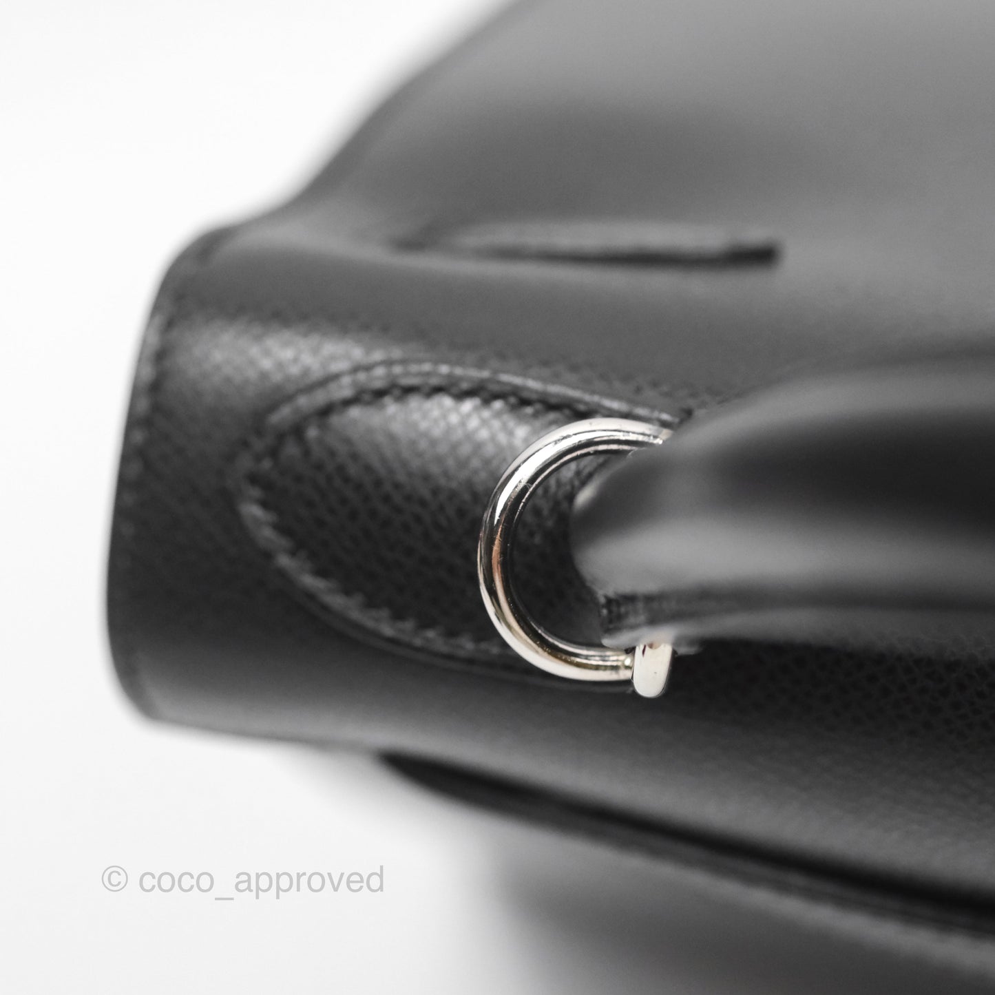 Hermès Vintage Kelly 28 Sellier Noir 89 Courchevel Palladium Hardware