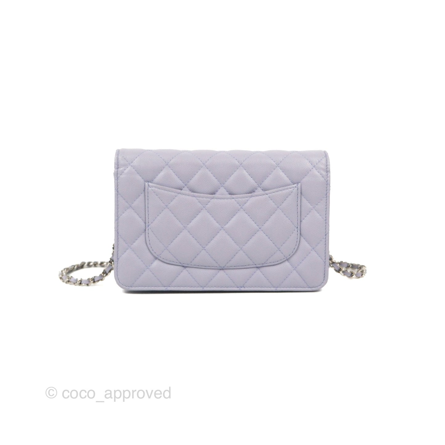 Chanel Quilted Classic Wallet on Chain WOC Lilac Caviar Silver Hardware