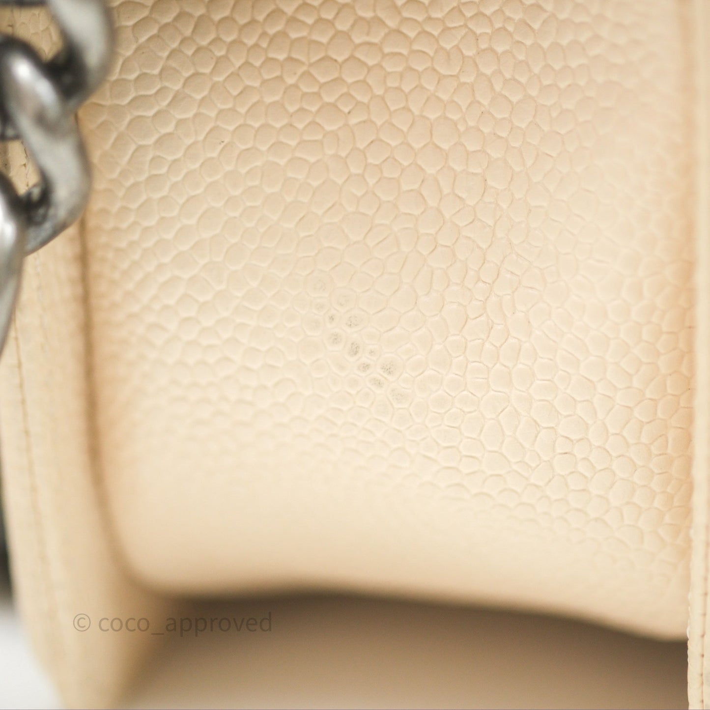 Chanel Small Boy Chevron Beige Caviar Ruthenium Hardware