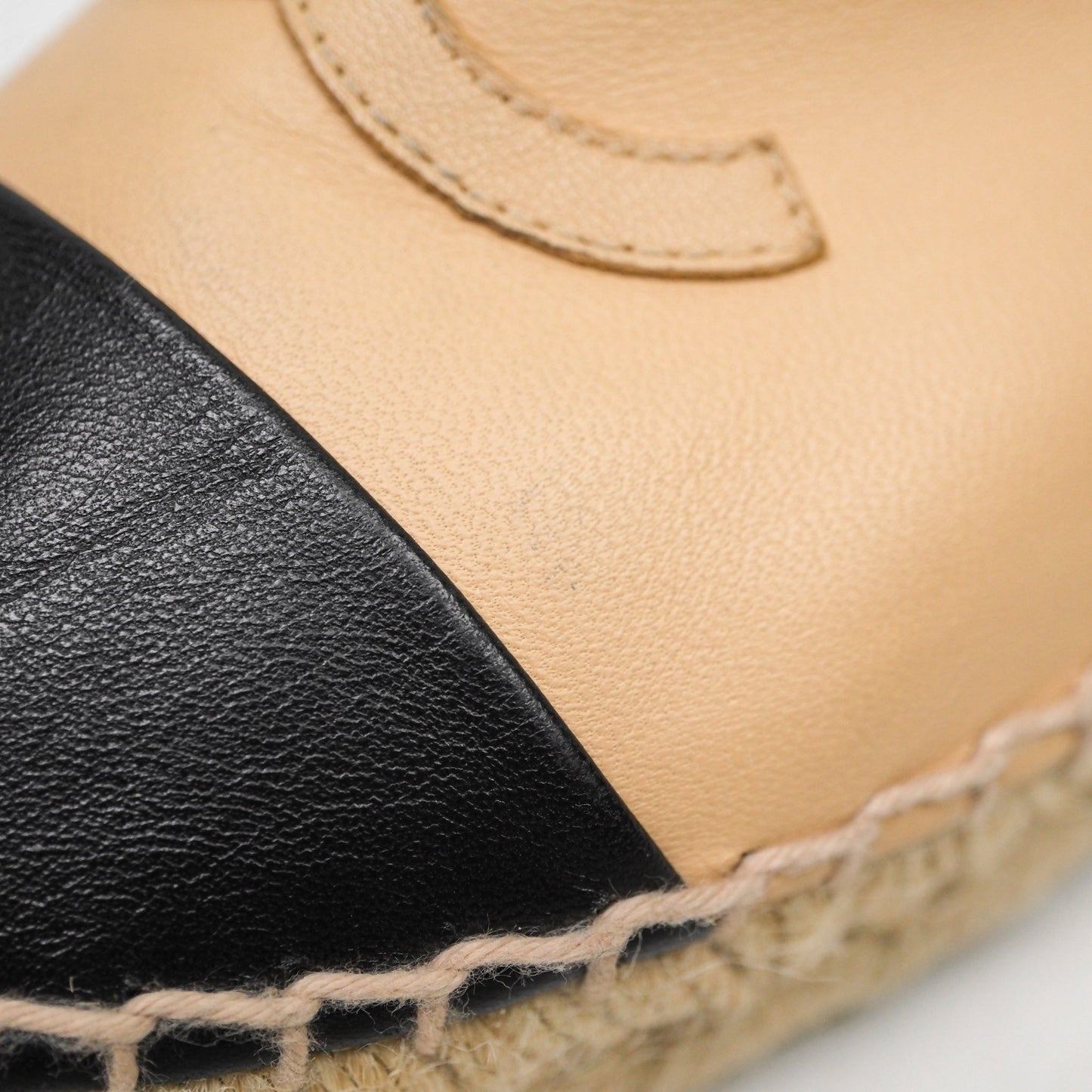 Chanel CC Espadrilles Beige Black Lambskin Size 37