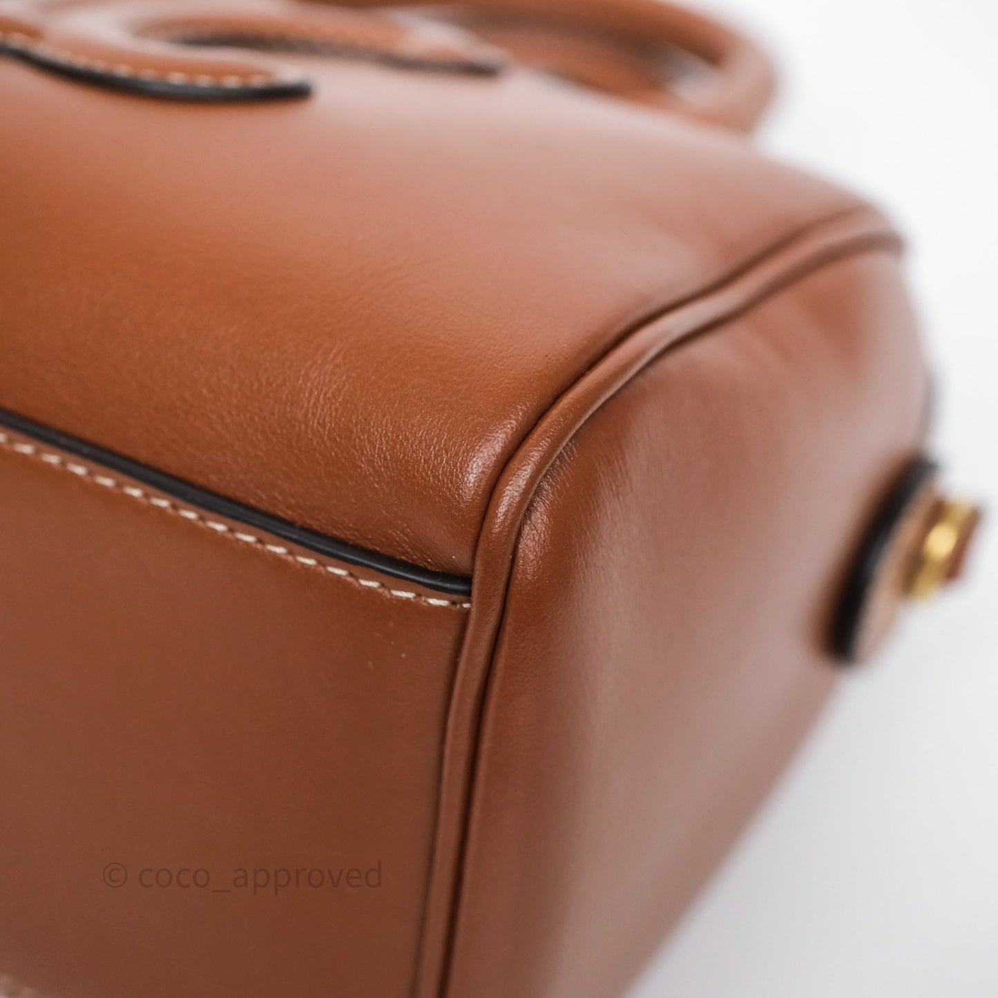 Celine Small Boston Bag Tan Calfskin Gold Hardware