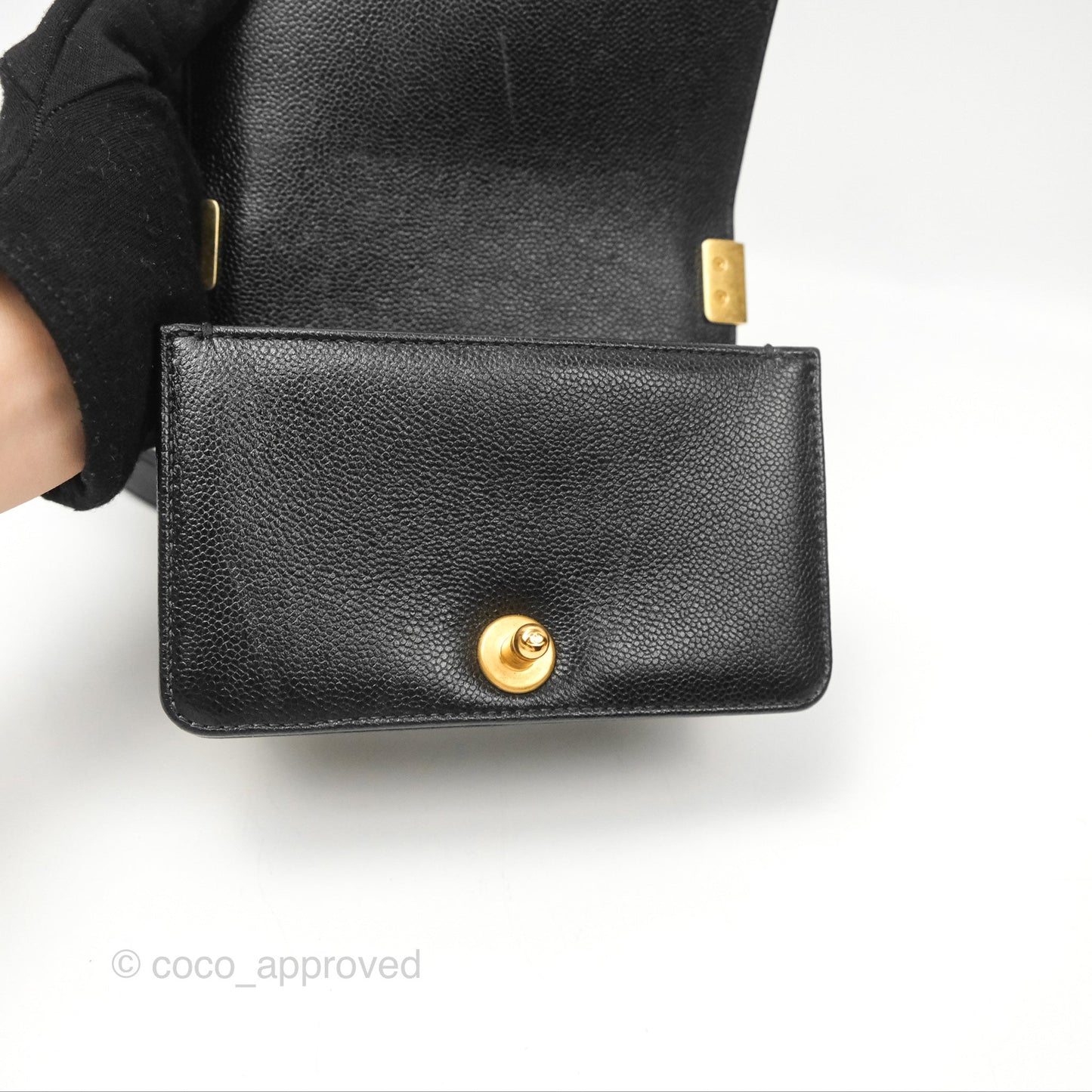 Chanel Mini Boy Black Caviar Aged Gold Hardware