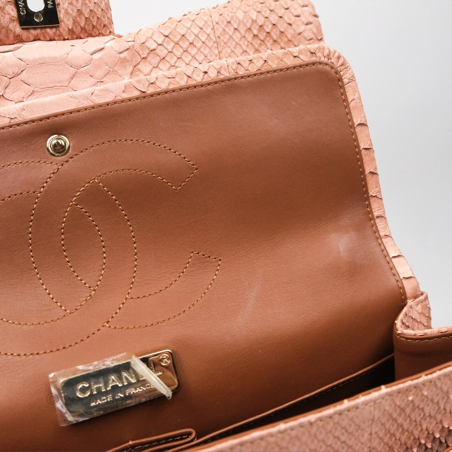 Chanel Jumbo Double Flap Python Pink Gold Hardware
