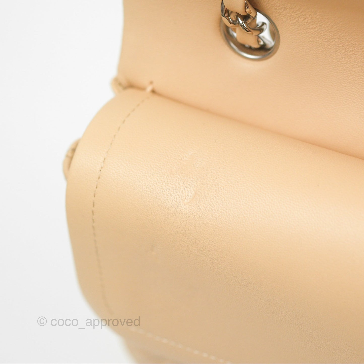 Chanel Classic M/L Medium Flap Quilted Beige Lambskin Silver Hardware
