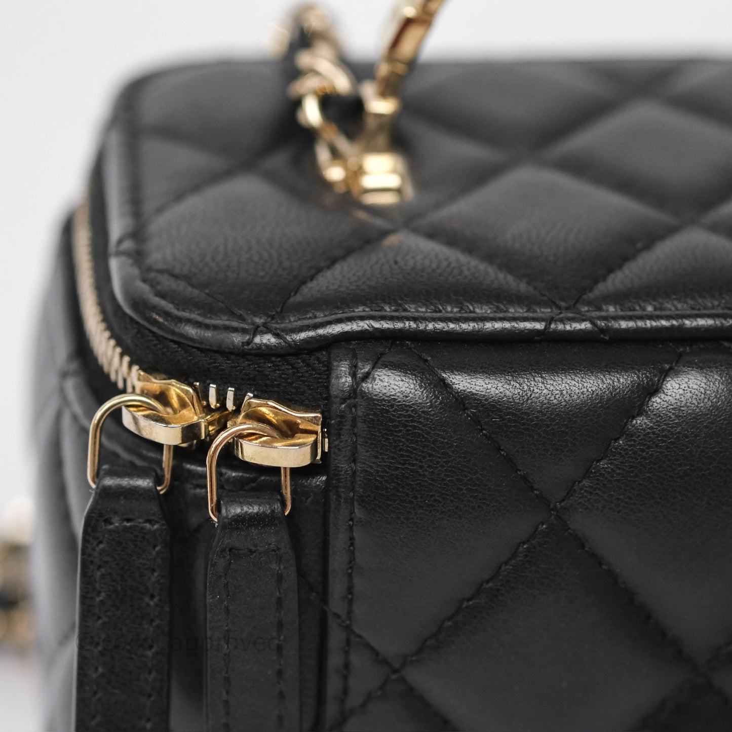 Chanel Crystals Top Handle Vanity Rectangular Black Lambskin Gold Hardware