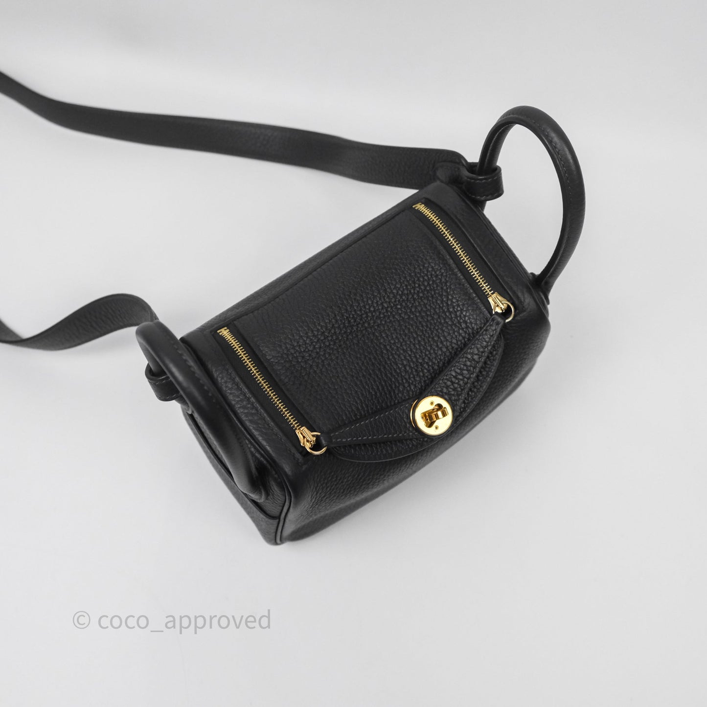 Hermès Mini Lindy 20 Caban 3Y Clemence Gold Hardware