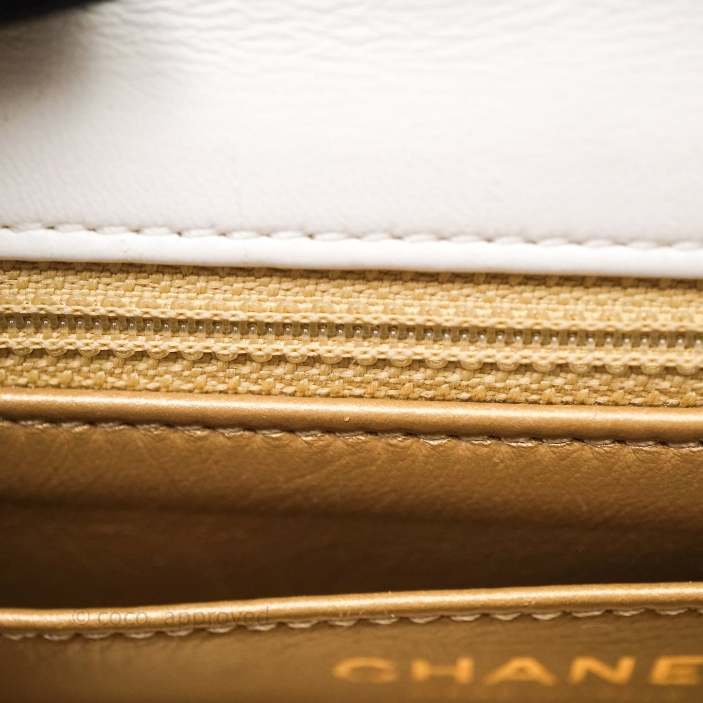 Chanel Mini Rectangular Pearl Crush Quilted White Lambskin Aged Gold Hardware
