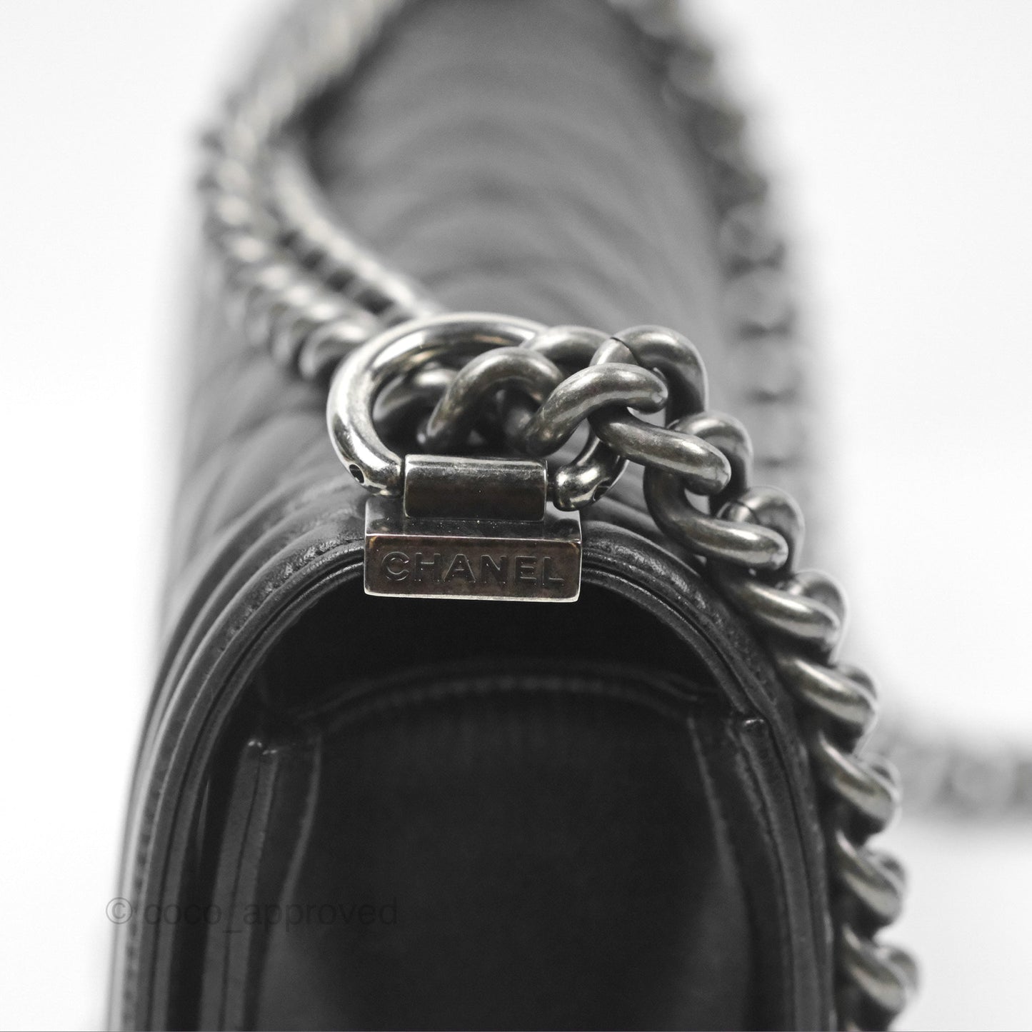 Chanel Quilted Medium Boy Black Calfskin Ruthenium Hardware