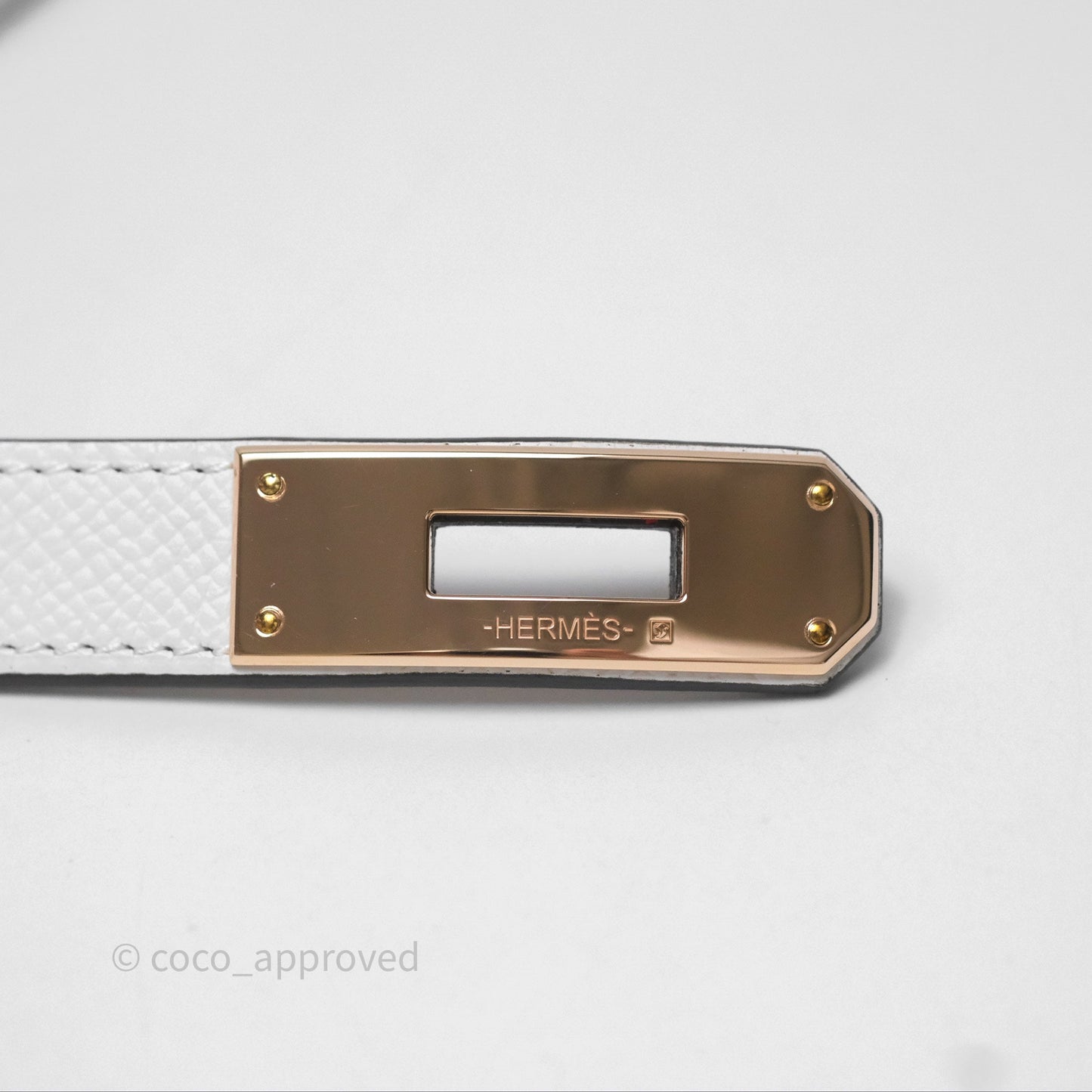 Hermès Kelly 18 Belt 01 Blanc White Epsom Rose Gold Hardware