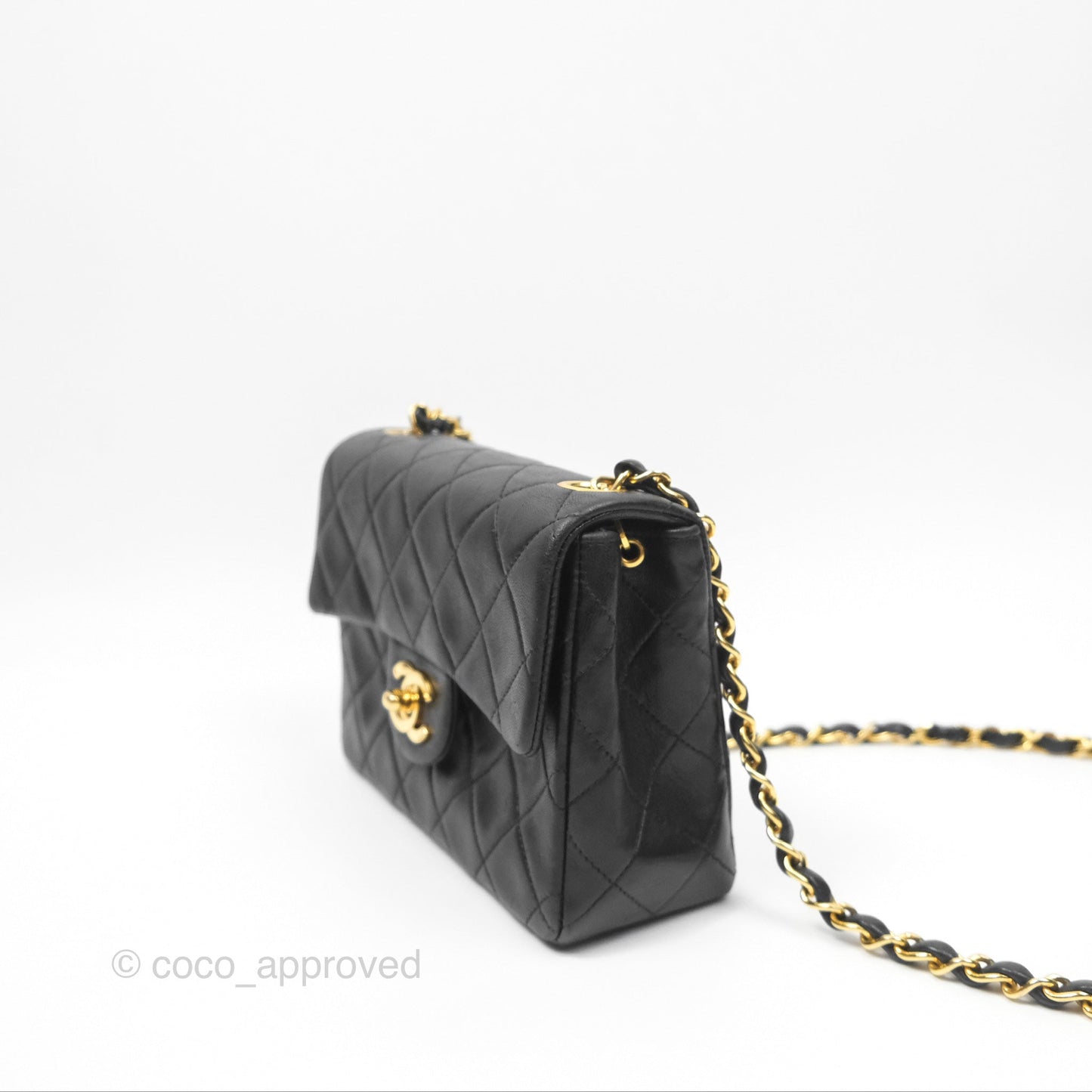 Chanel Vintage Mini Square Black Lambskin 24K Gold Hardware