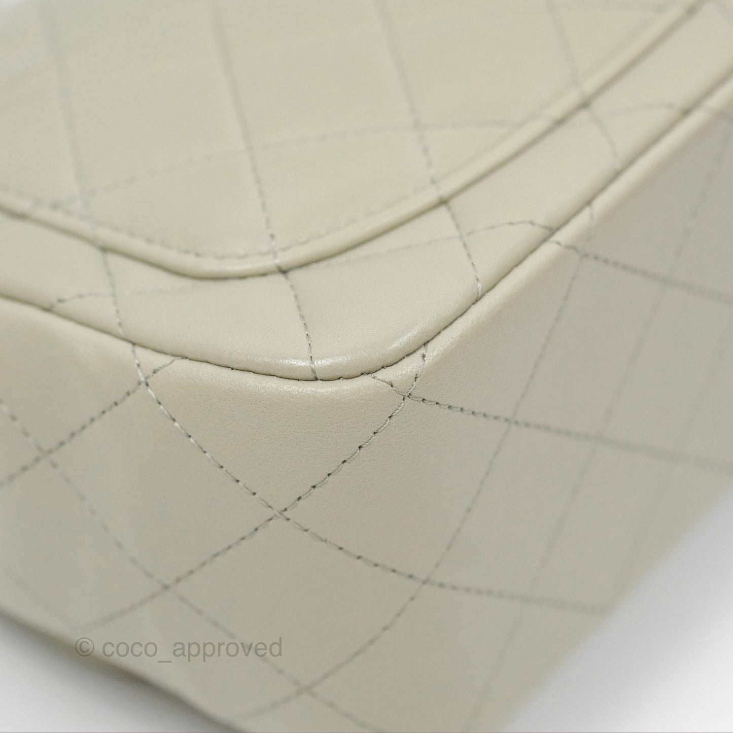 Chanel Mini Square Quilted Grey Lambskin Gold Hardware 22C