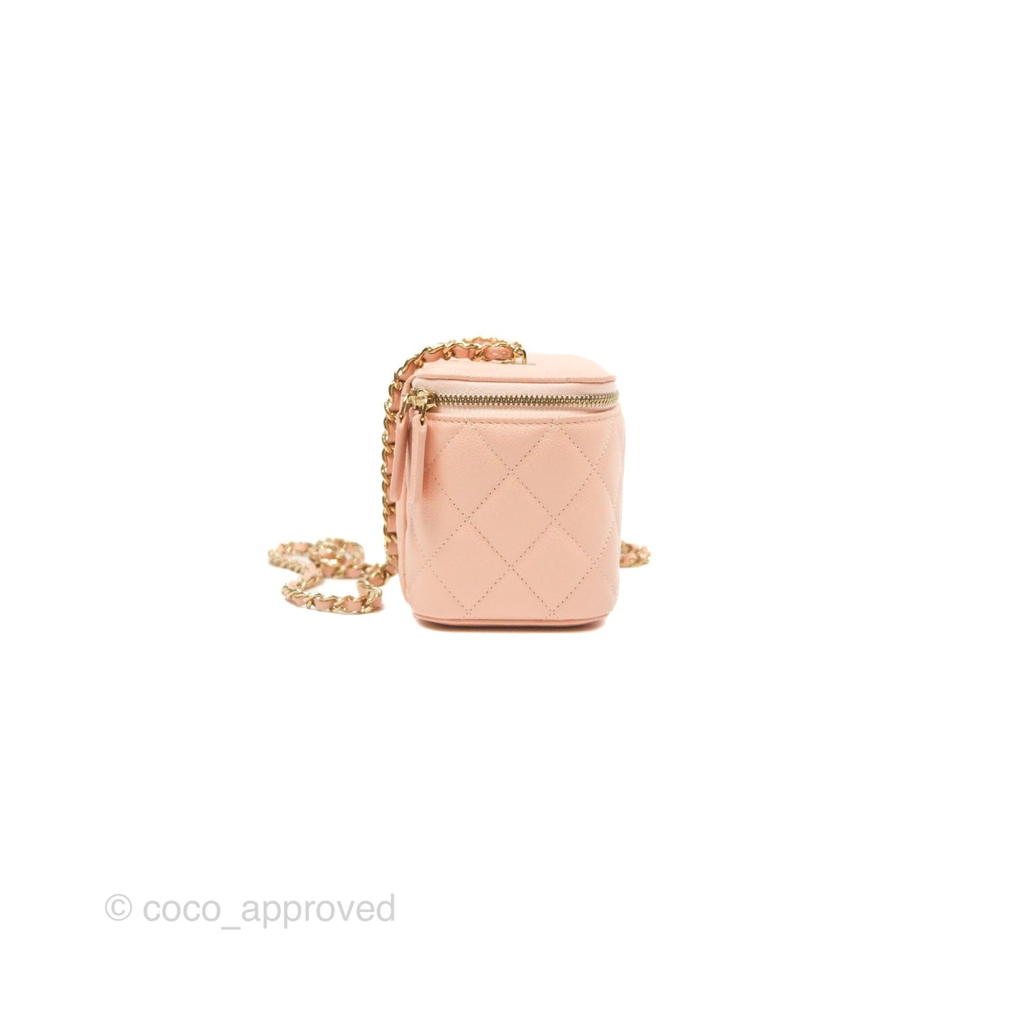 Chanel Vanity Rectangular Pink Beige Caviar Gold Hardware