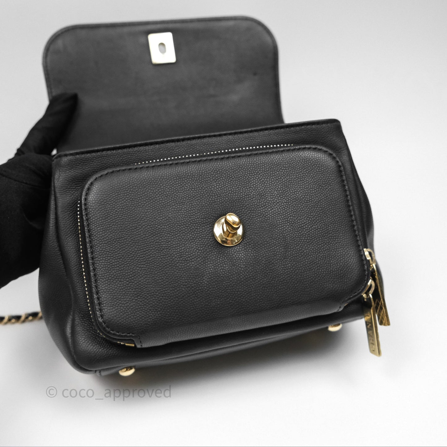 Chanel Quilted Small Business Affinity Flap Black Caviar Gold Hardware