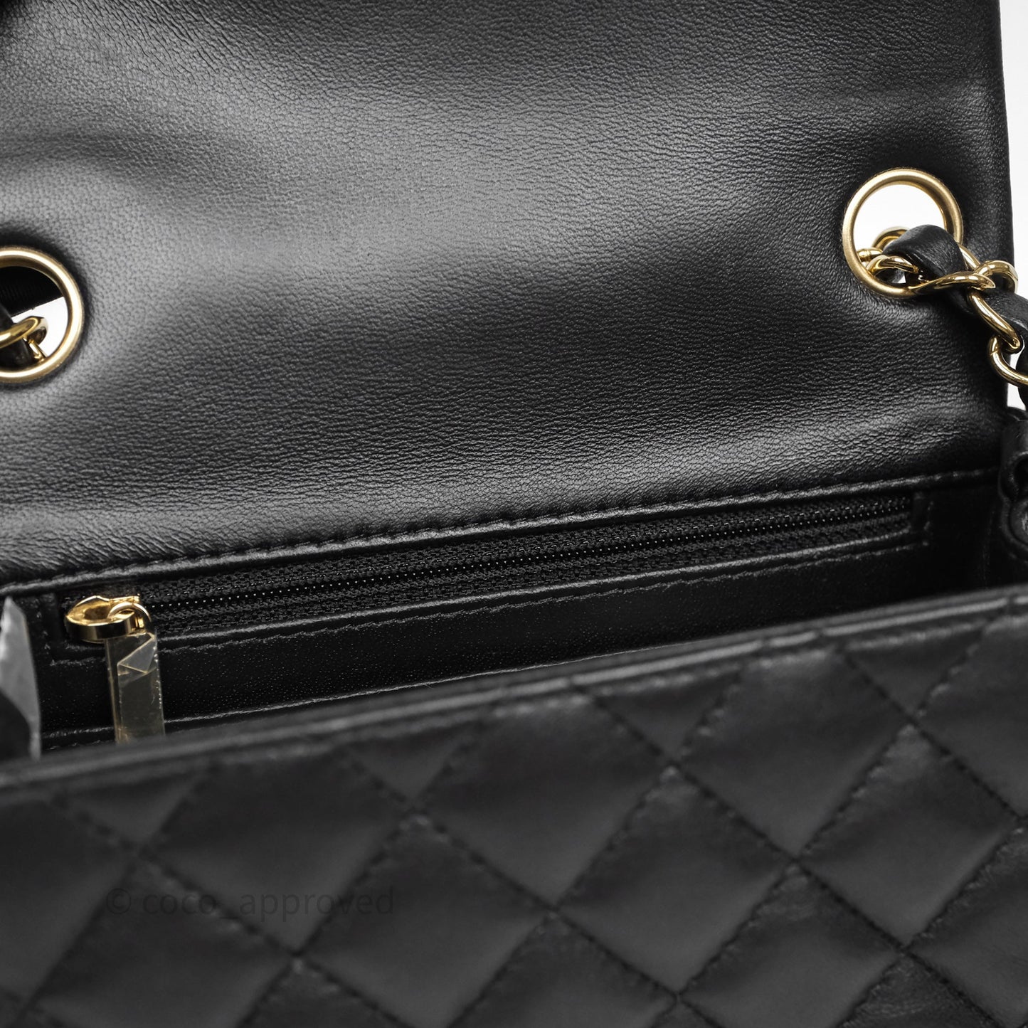 Chanel Mini Square Quilted Black Lambskin Gold Hardware