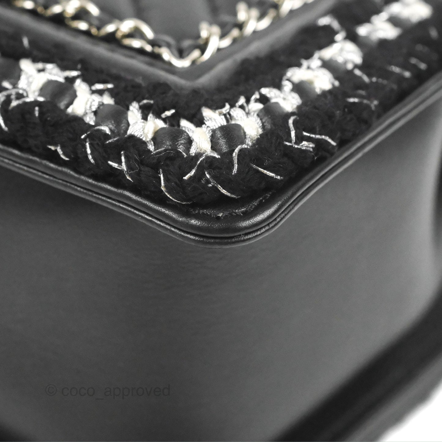 Chanel Chevron Braid Around Chain Boy Black Calfskin Silver Hardware