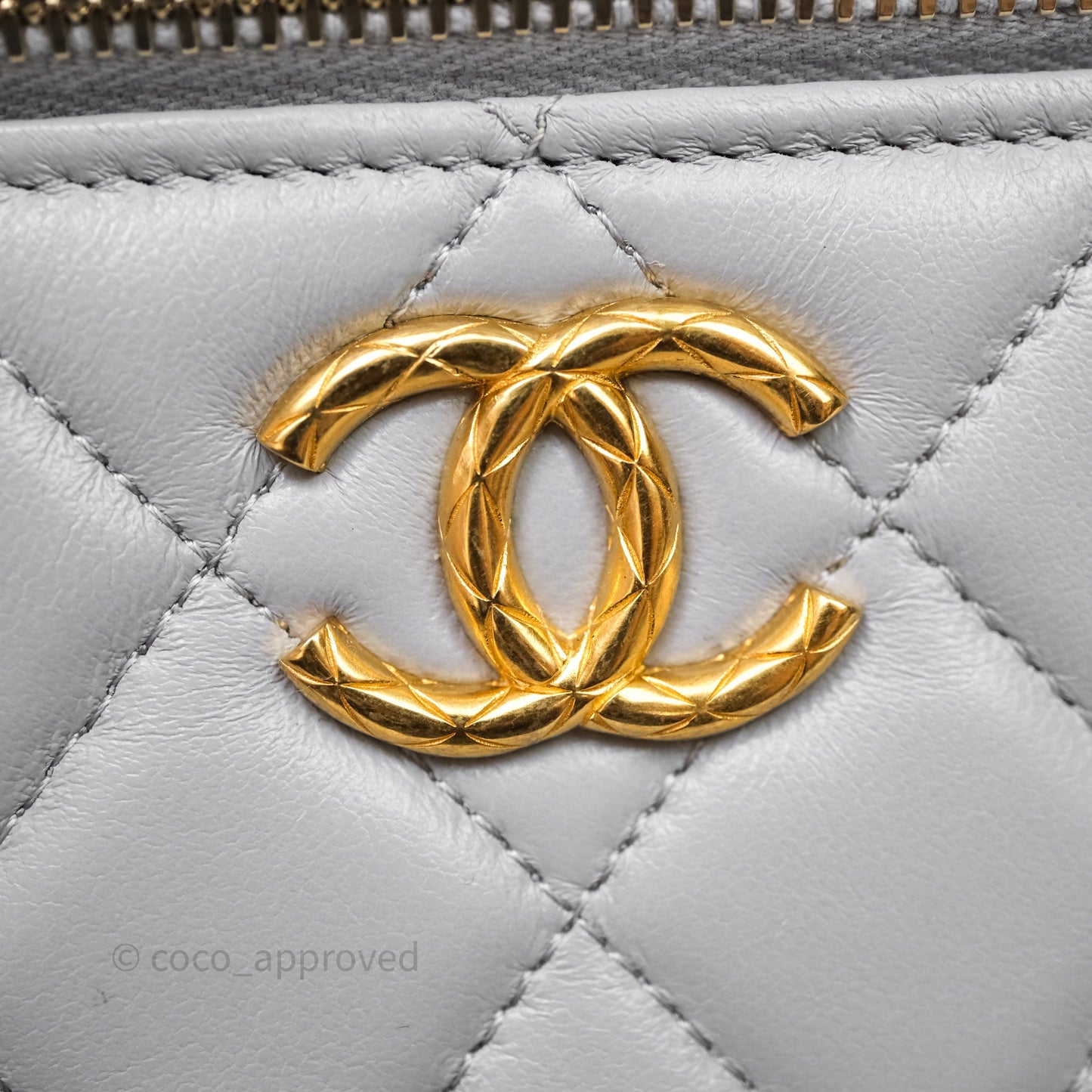 Chanel Vanity with Adjustable Chain Grey Lambskin Aged Gold Hardware