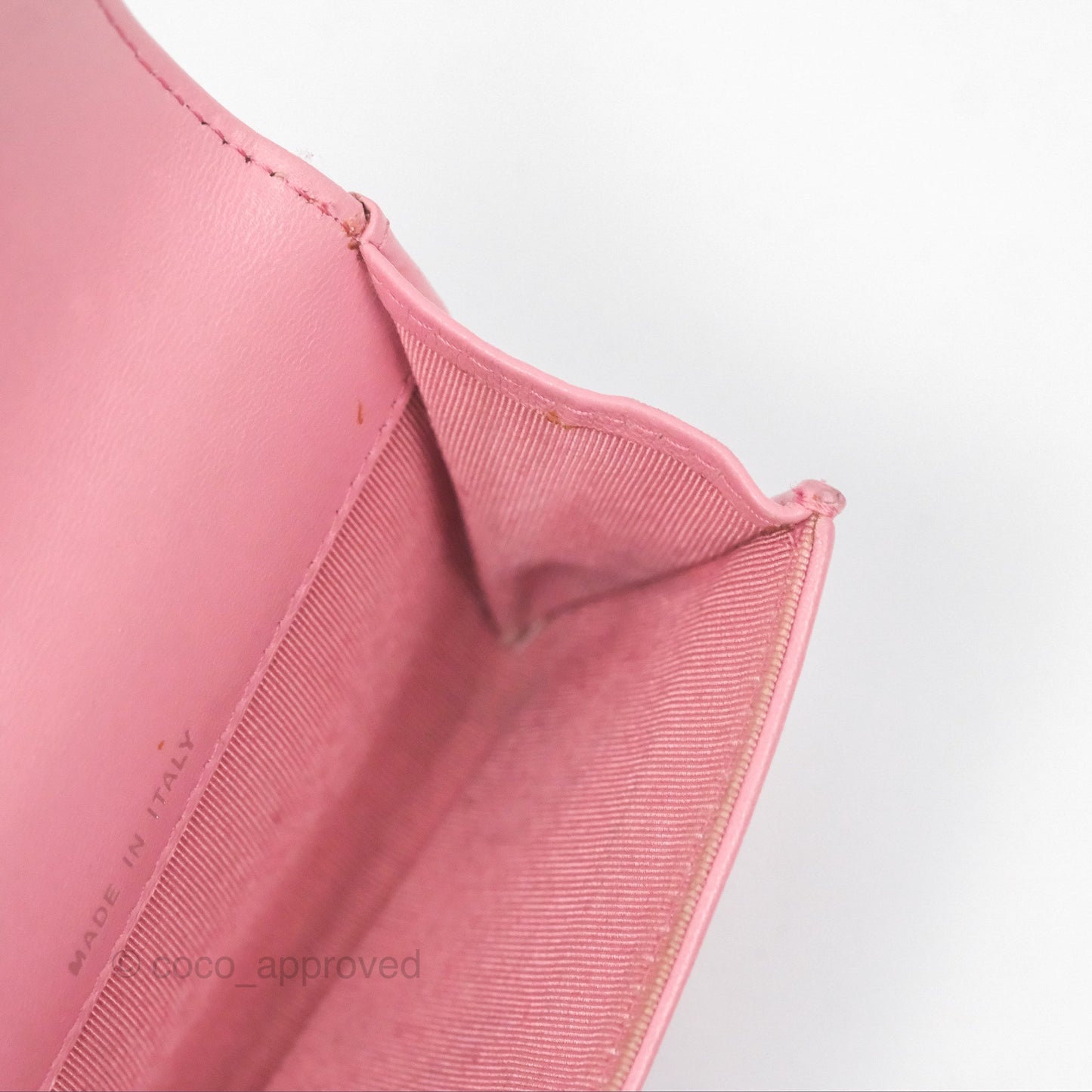Chanel Quilted Flap Card Holder Pink Lambskin Silver Hardware