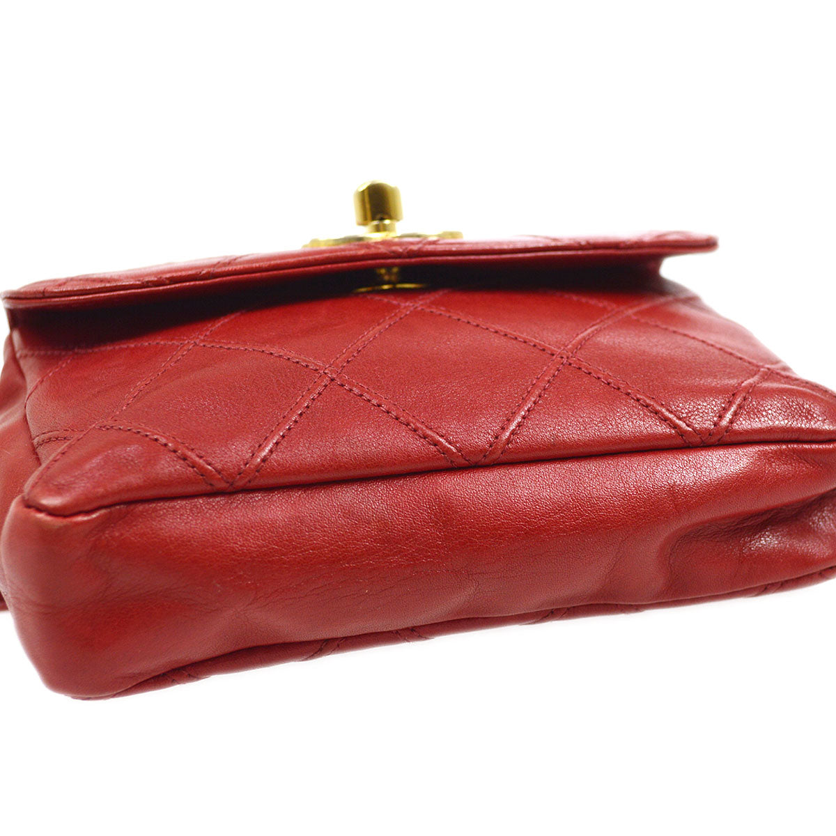 Luxury Chanel 1980s Cosmoline Belt Bag Red Lambskin #70