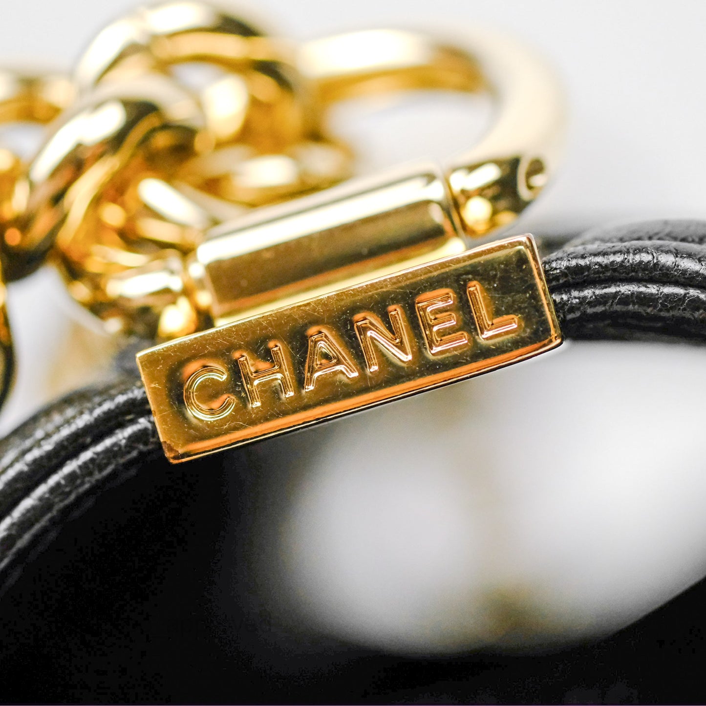 Chanel Medium Boy Chevron Black Caviar Gold Hardware