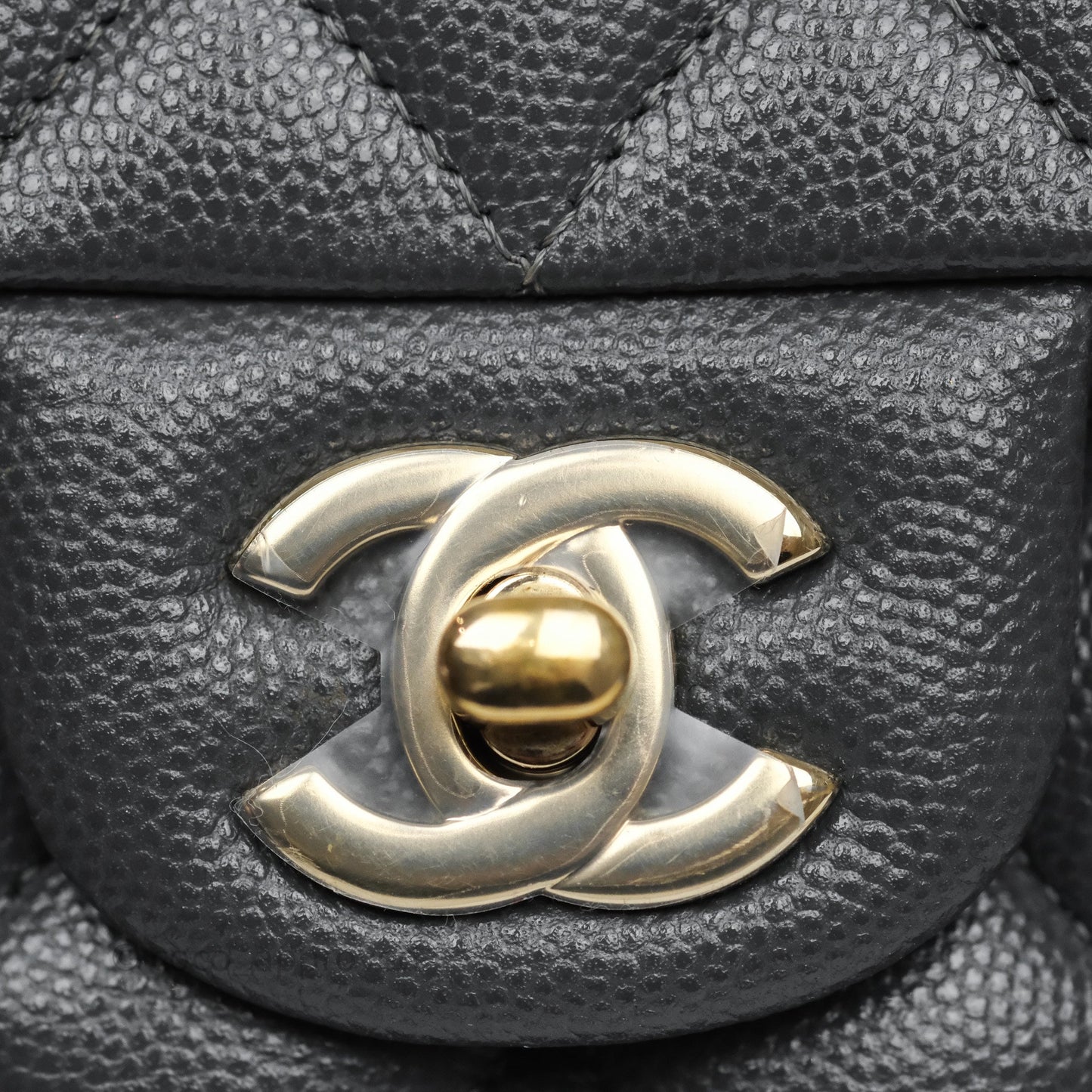 Chanel Small Classic Flap Quilted Dark Grey Caviar Gold Hardware
