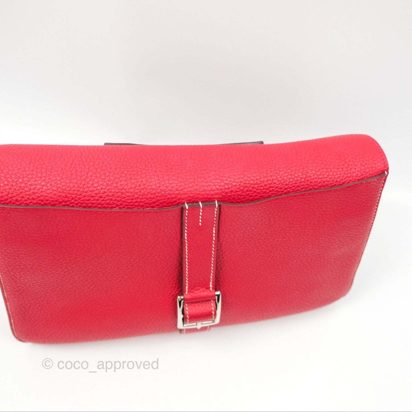 Hermès Halzan 31 Rouge Casque Clemence Palladium Hardware