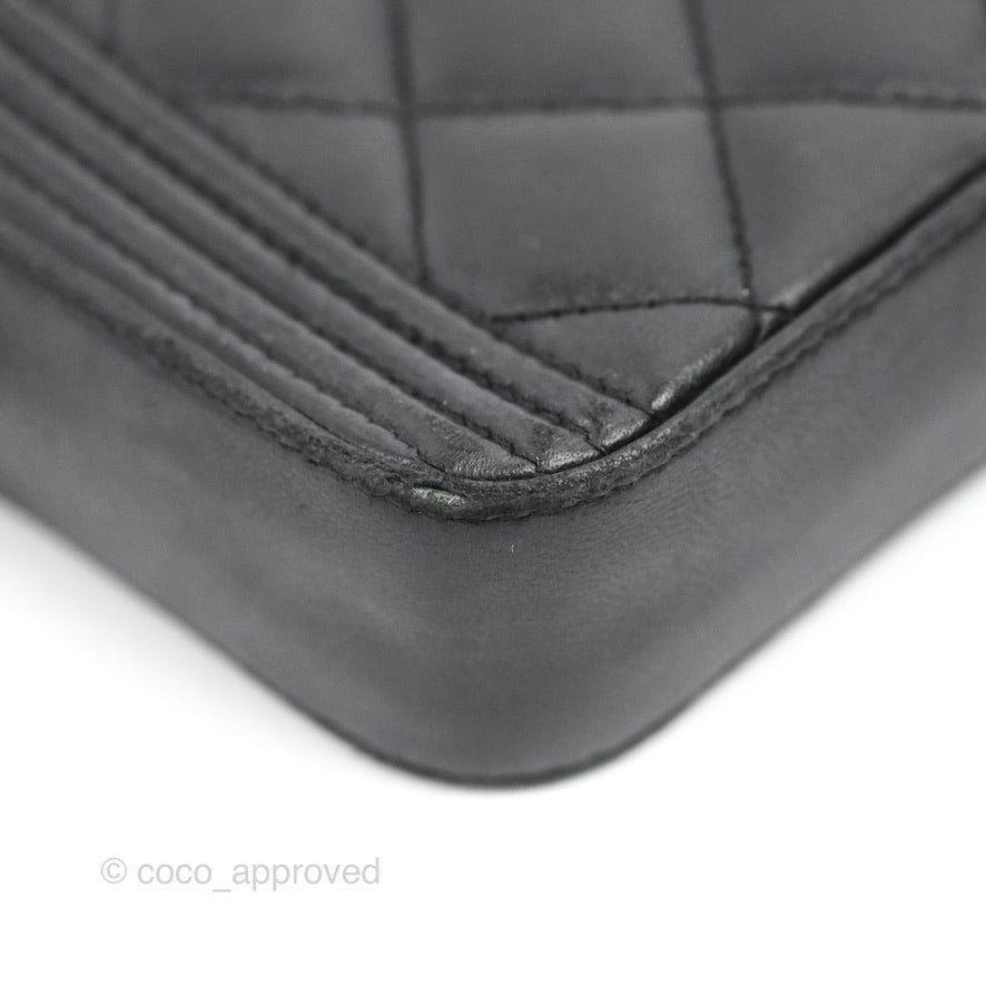 Chanel Le Boy Double Zip Wallet On Chain So Black Lambskin