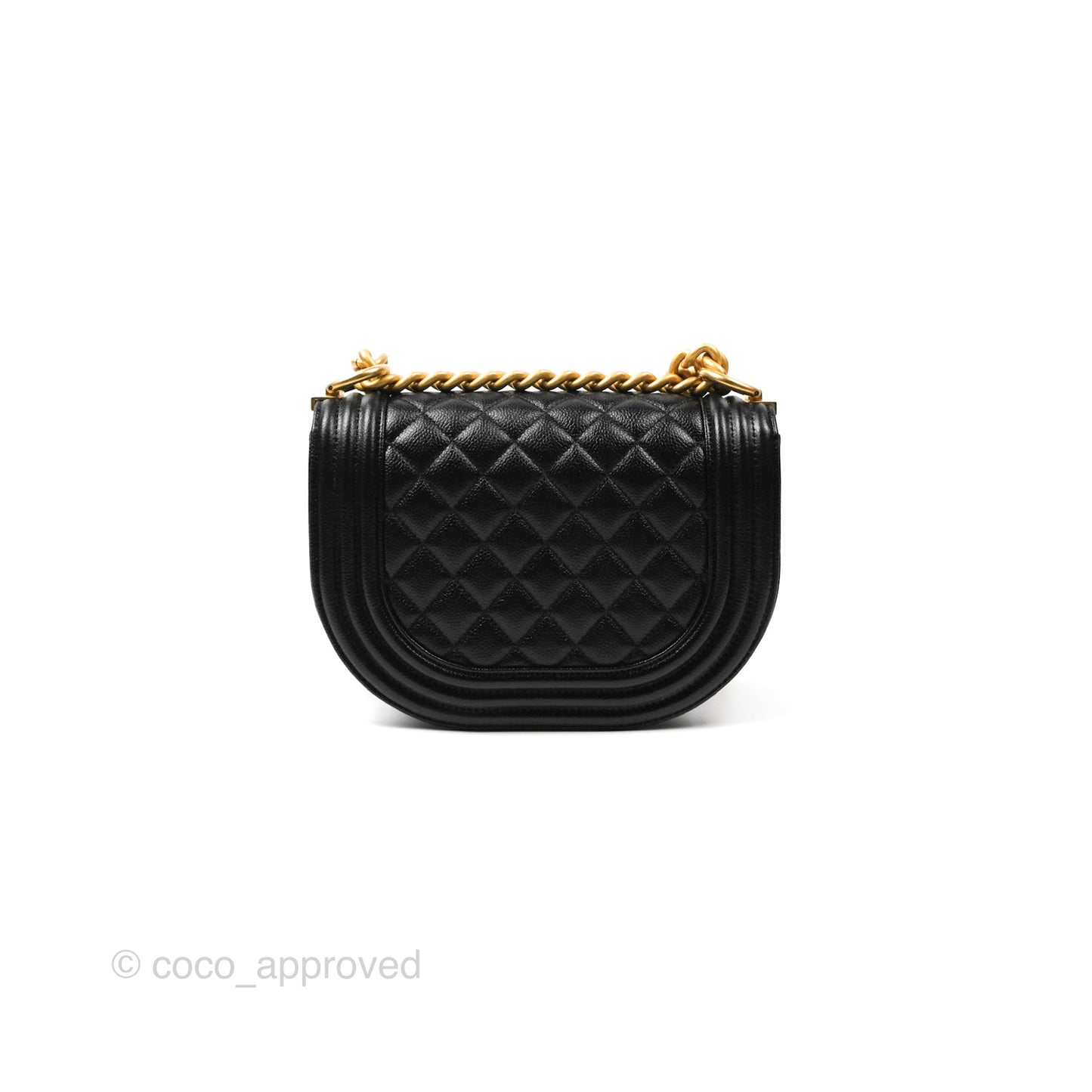 Chanel Boy Messenger Bag Black Caviar Aged Gold Hardware