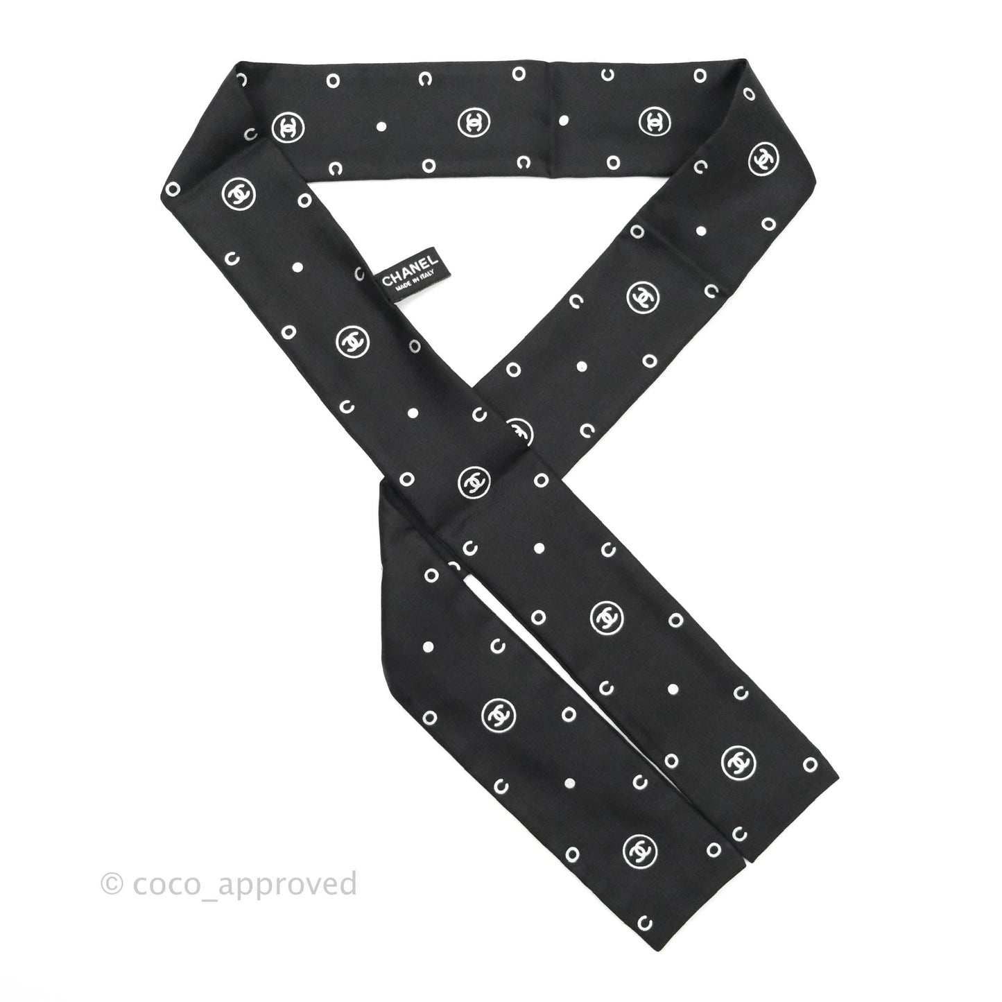 Chanel CC Silk Twilly in Black & White