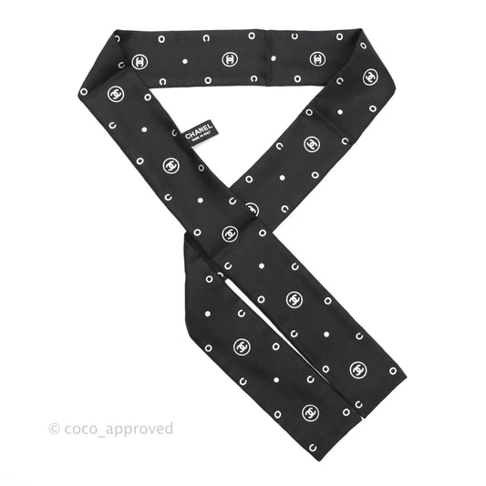 Chanel CC Silk Twilly in Black & White