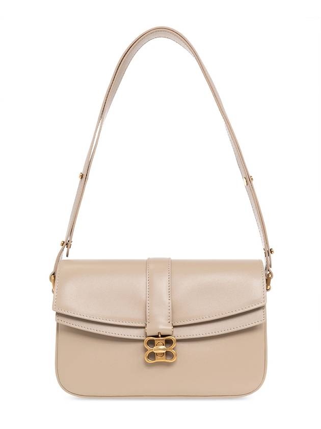 Luxury Balenciaga WoMen's BB Buckle Flap Shoulder Bag Beige