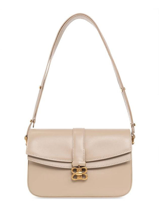 Luxury Balenciaga WoMen's BB Buckle Flap Shoulder Bag Beige