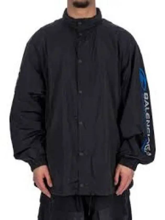 Luxury Balenciaga Logo Nylon Windbreaker Black