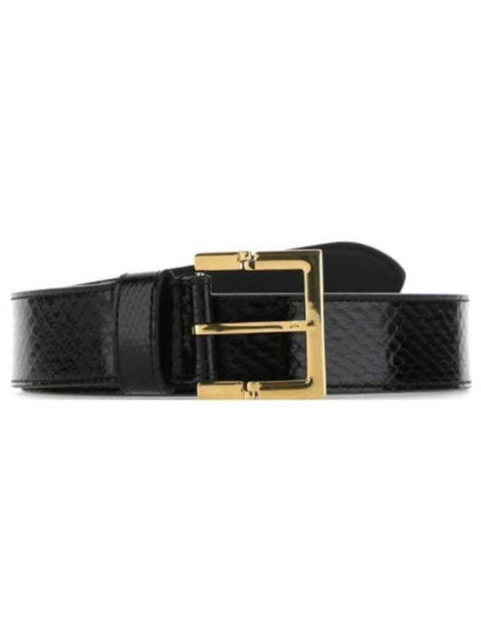 Luxury Saint Laurent Snake Leather Belt Black