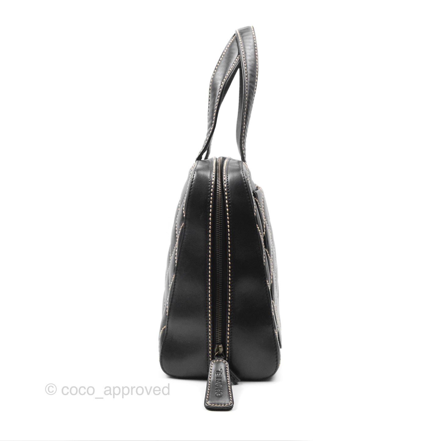 Chanel Vintage Wild Stitch Tote Bag Lambskin Black