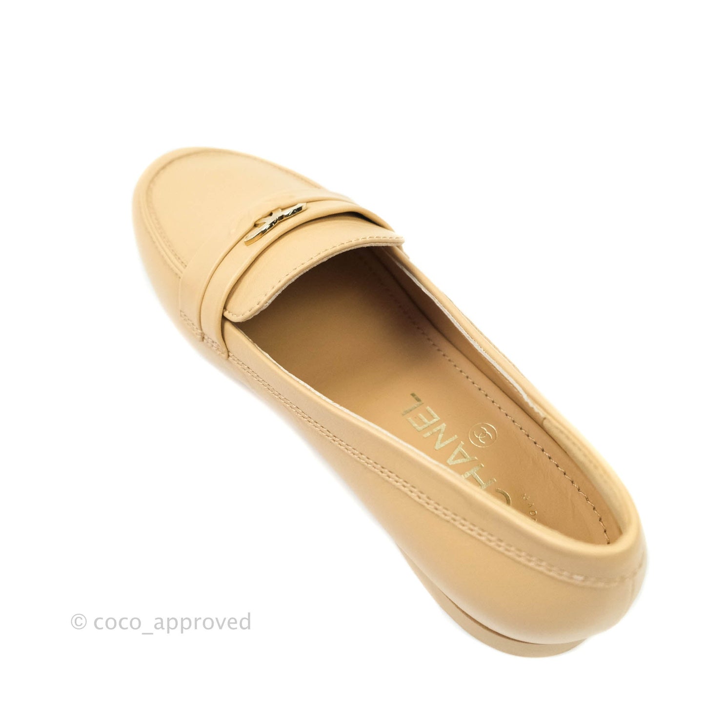 Chanel CC Beige Loafers Size 38