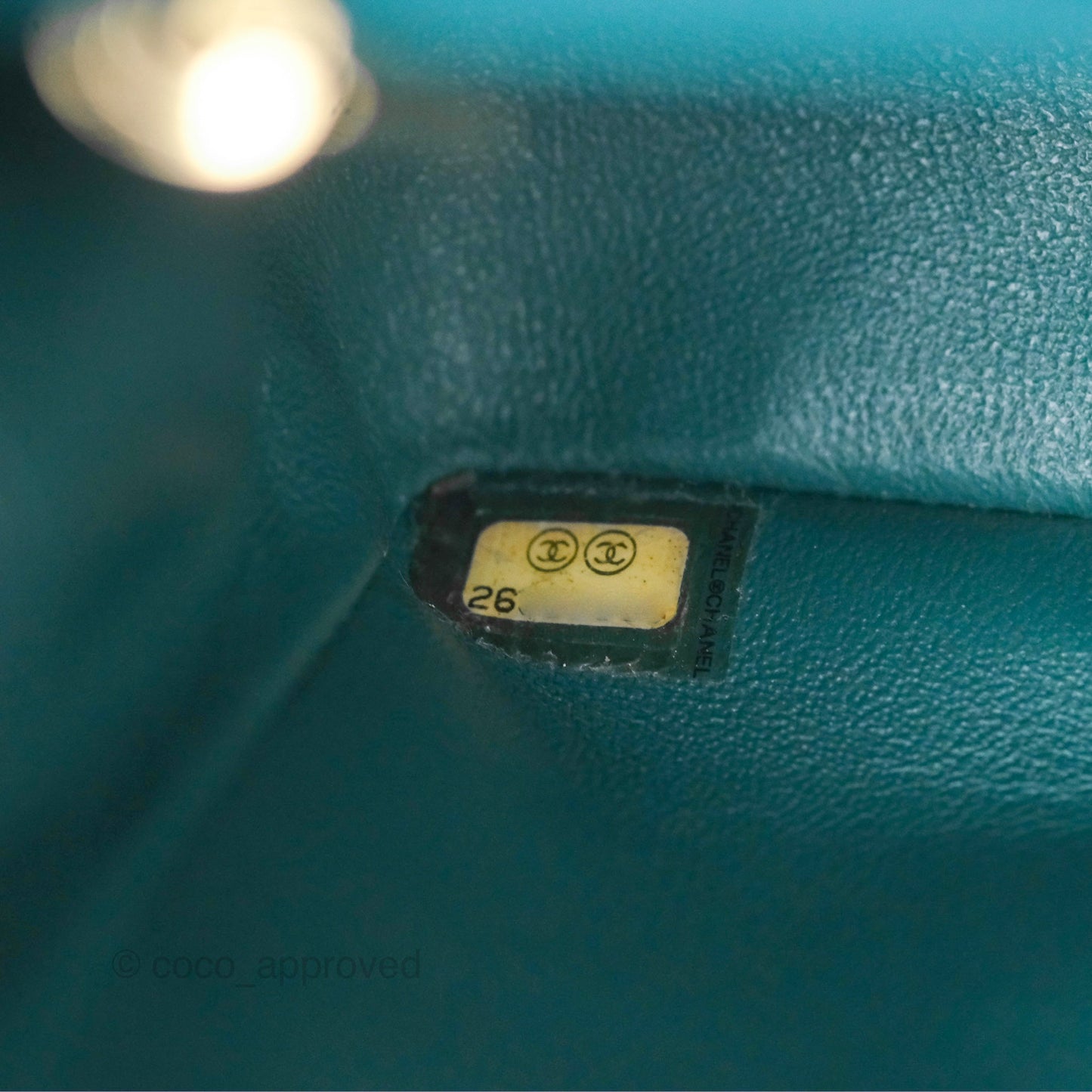 Chanel Mini Square Flap Chevron Teal Caviar Gold Hardware