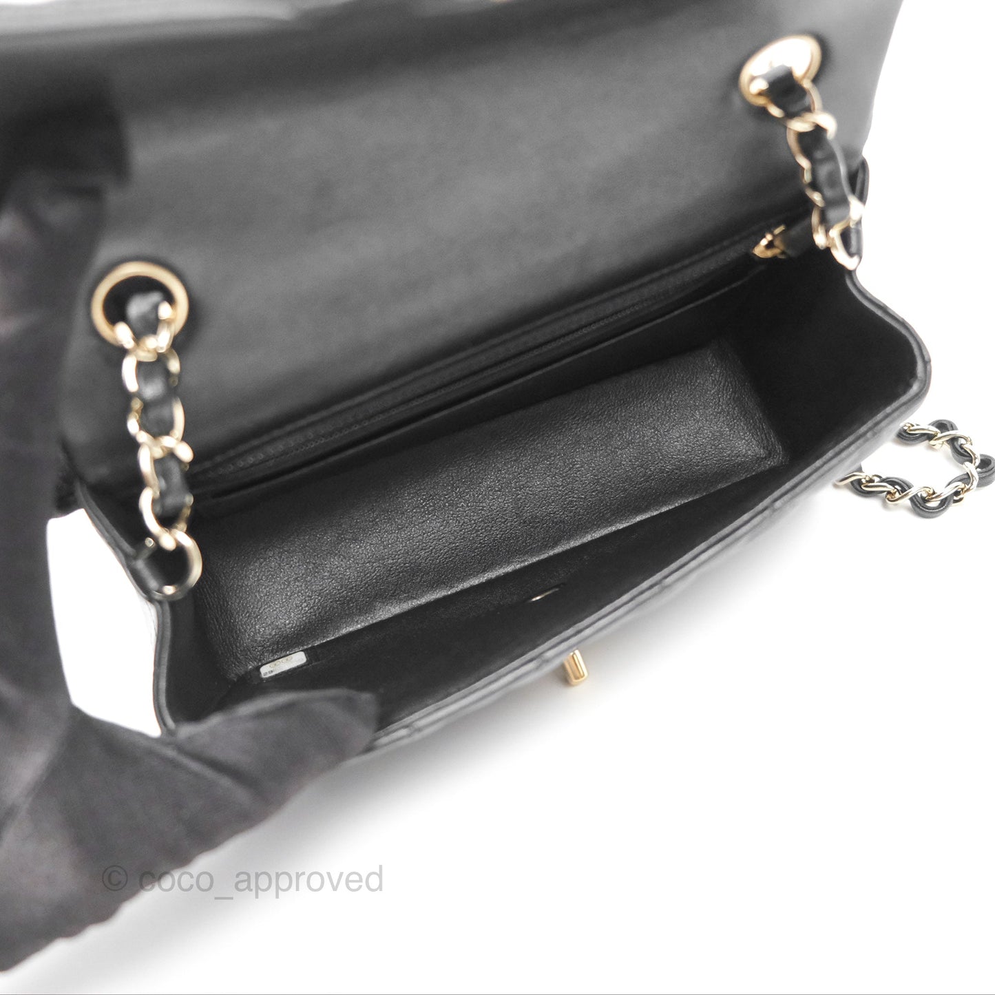 Chanel Mini Rectangular Quilted Black Lambskin Gold Hardware