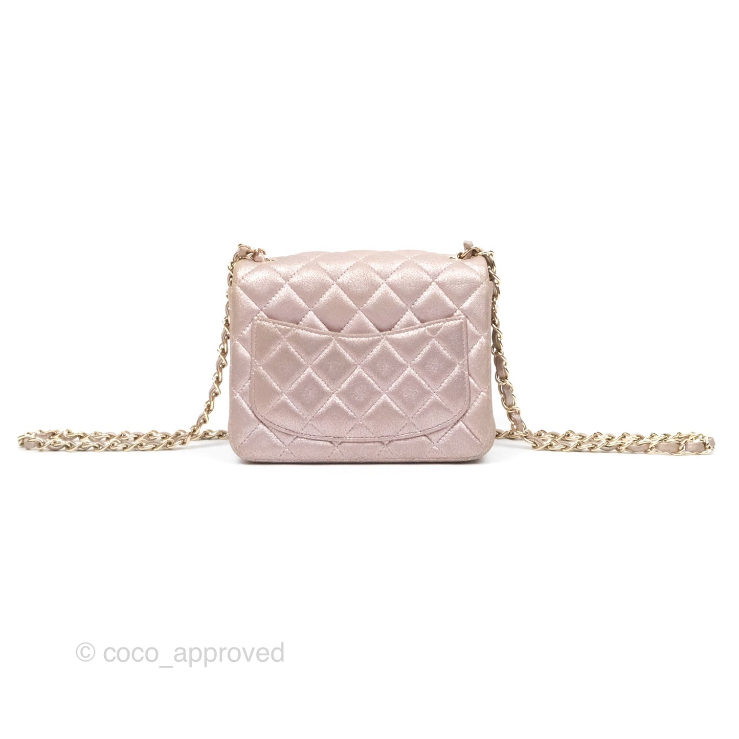 Chanel Mini Square Metallic Rose Gold Goatskin Gold Hardware 14B