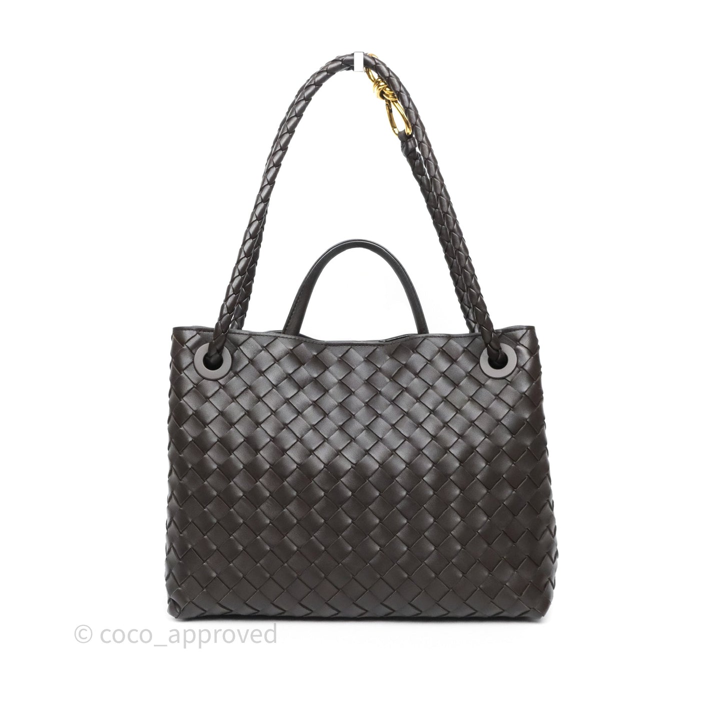 Bottega Veneta Medium Andiamo Bag Fondant Brown Intrecciato Lambskin