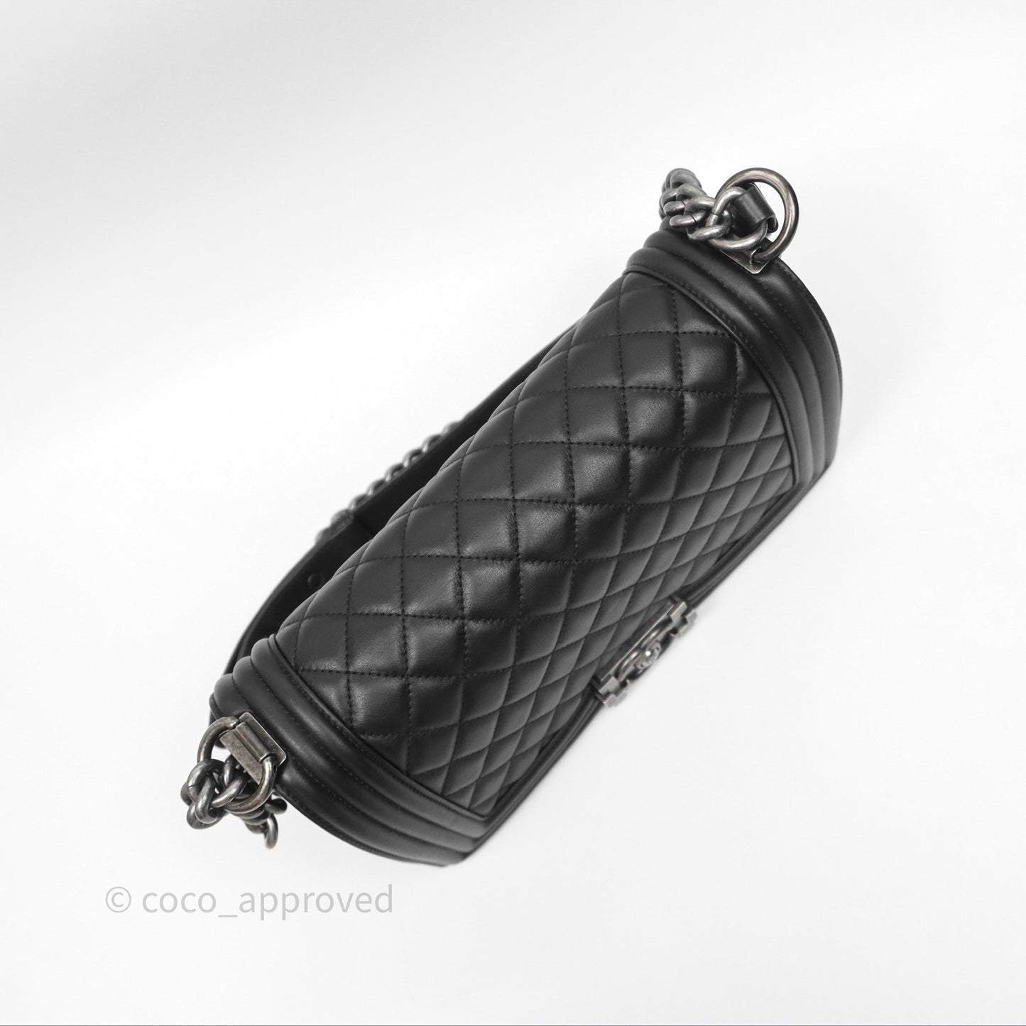 Chanel Quilted Medium Boy Black Calfskin Ruthenium Hardware