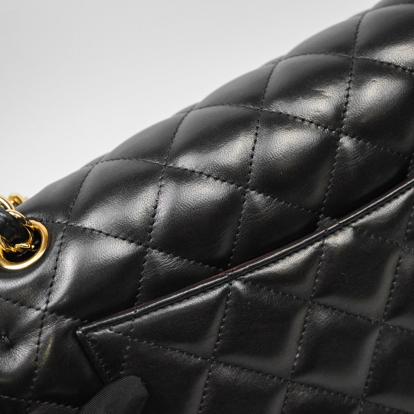 Chanel Jumbo Double Flap Quilted Black Lambskin Gold Hardware⁣⁣