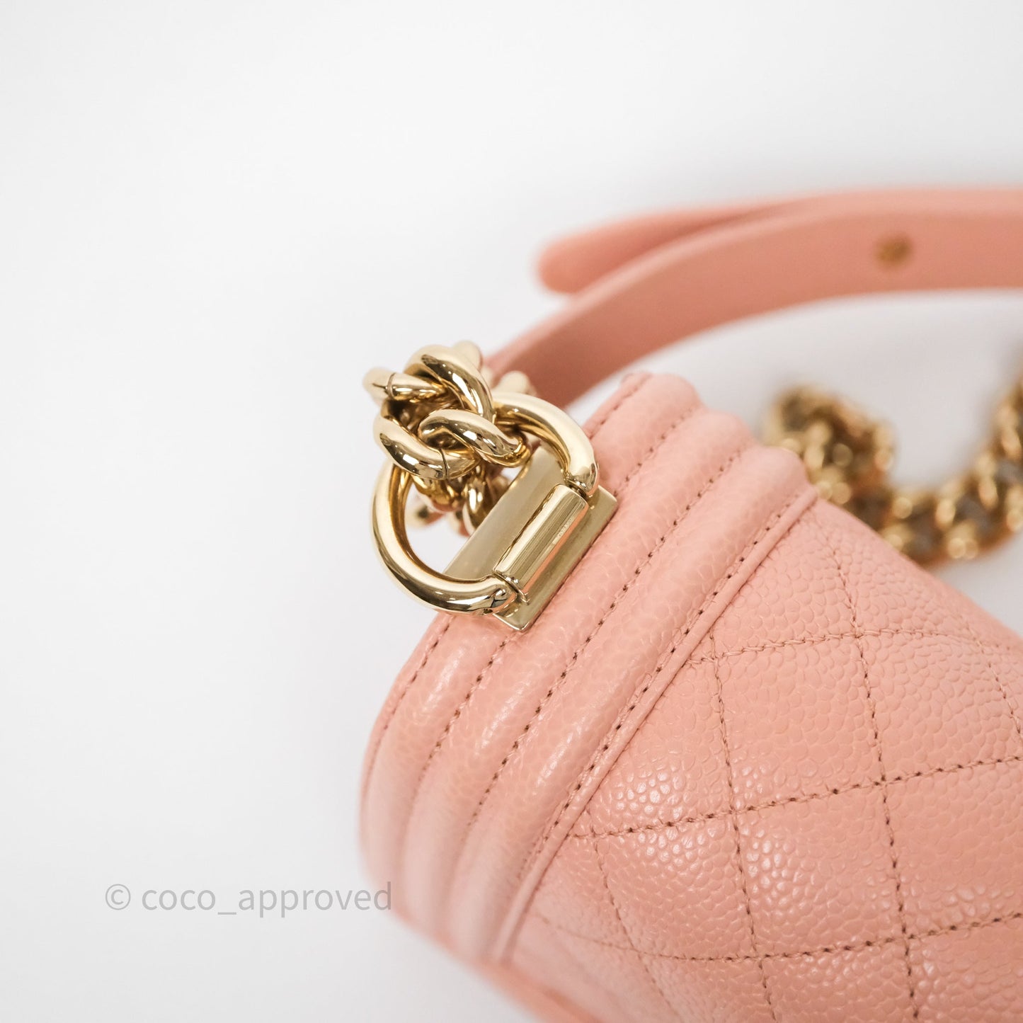Chanel Small Boy Quilted Pink Caviar Gold Hardware