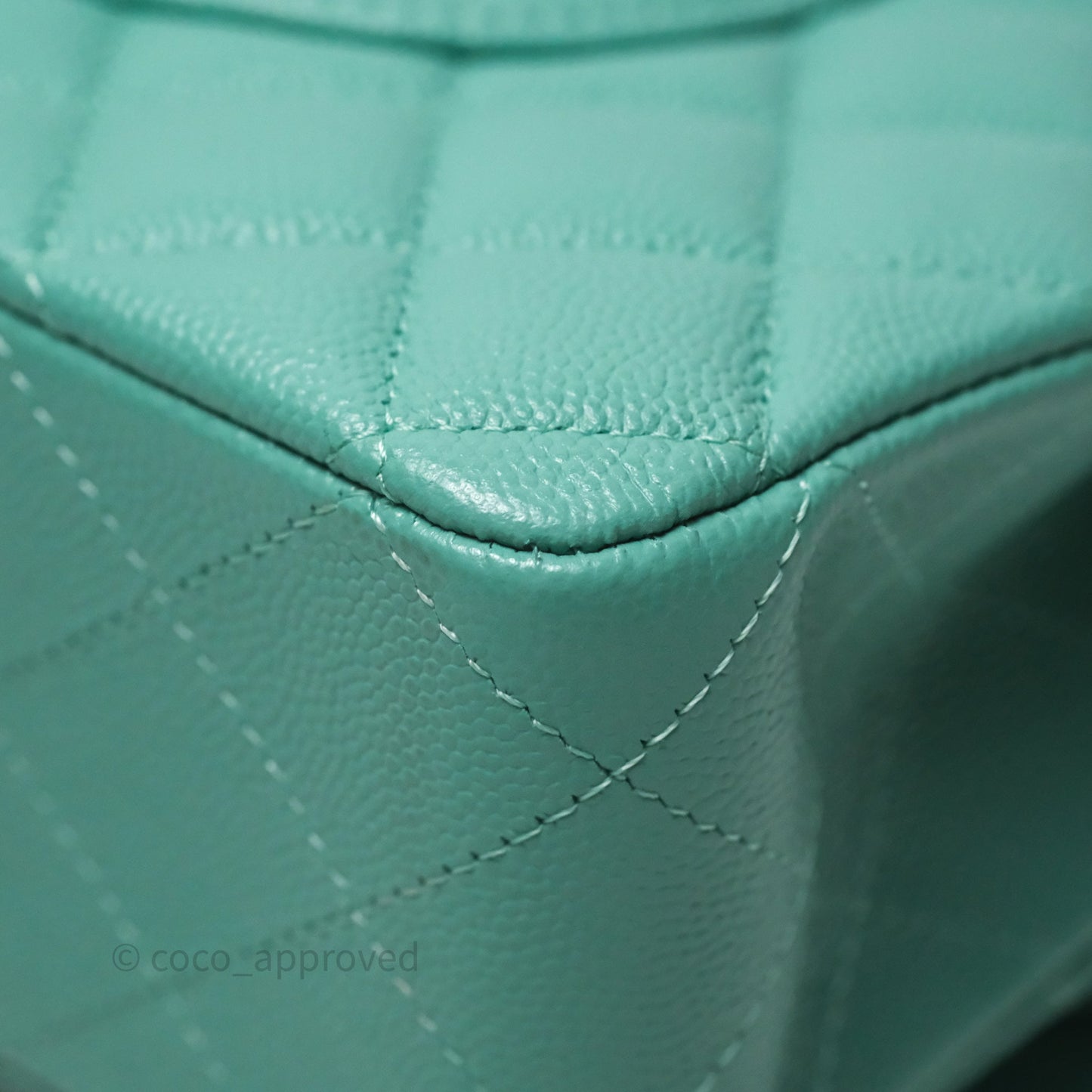 Chanel Classic M/L Medium Flap Quilted Tiffany Green Caviar Gold Hardware