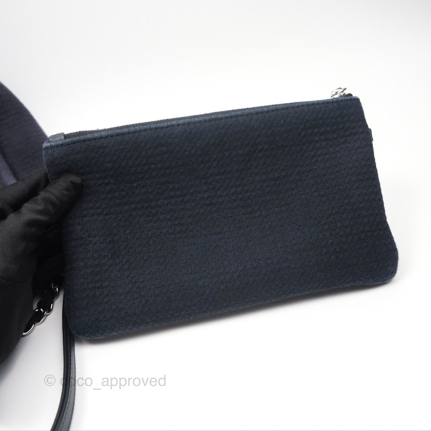 Chanel Medium Deauville Navy Canvas Silver Hardware